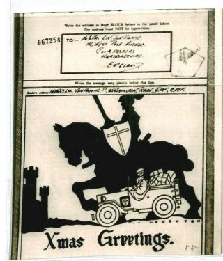Ww2 British Illustrated Airgraph Christmas St.  George Jeep {samwells - Covers}cw150