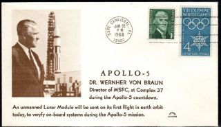 Apollo 5 - Dr.  Wernher Von Braun - Msfc Director For Apollo 5 Launch - Astro Covers