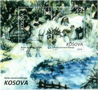 Kosovo Stamps 2019.  National Park Blinaja.  Fauna.  Deer.  Block Mnh