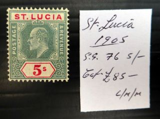 St Lucia 1905 Ed.  Vii - 5/ - Sg76 Mounted As Described Nq351