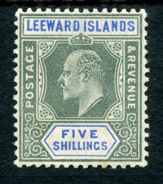 Leeward Islands 1902 5s Green And Blue Sg28 Mnh - See Desc