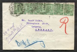 P805 - India Bombay 1923 Cover To Germany.  Perfins " T "