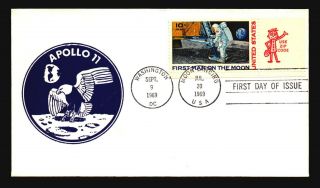 Us Sc C76 Fdc / Eagle On Moon Blue Cachet - Z18434