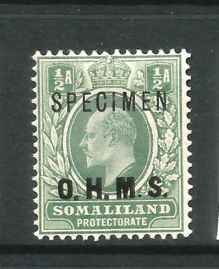 Somaliland Protectorate 1904 - 05 1/2a Kevii Official Specimen Mlh Sg O10s