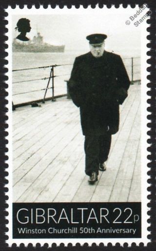 Sir Winston Churchill On Hms Prince Of Wales (53) Battleship Wwii Warship Stamp