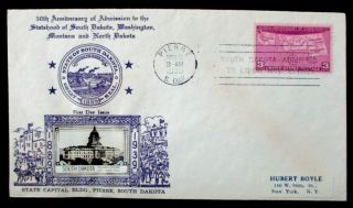 4 FDC US Stamp 858 3 Cent South & North Dakota Montana Washington Nov 2 8 & 11 2
