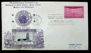 4 FDC US Stamp 858 3 Cent South & North Dakota Montana Washington Nov 2 8 & 11 3
