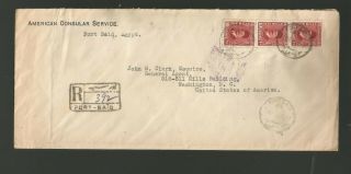 1931 American Consular Service Cover Registered Port Said Egypt To Washington