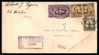 Berlin Hampshire To Concord 1935 Special Delivery Registered Cover
