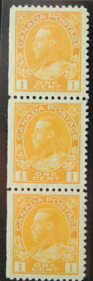 Canada Stamps Sc 105 Mnh Pane Strip Of 3 Admiral One Cent Orange,  Scv $90