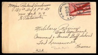 Apo 34 135th Infantry Major Tabarka Algeria May 15 1943 Air Mail Cover To Fort L