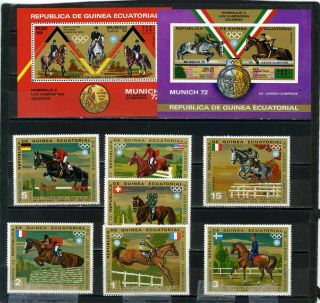 Equatorial Guinea 1972 Olympic Games Munich/horses Set Of 7 Stamps & 2 S/s Mnh