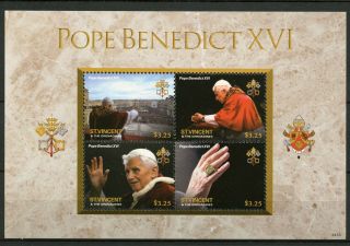 St Vincent & The Grenadines 2014 Mnh Pope Benedict Xvi 4v M/s Papal Ring Popes