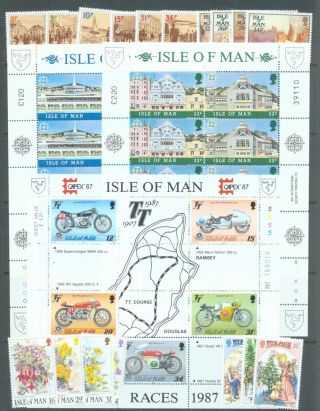 Isle Of Man 1987 - 93 23 Sets,  5 Miniature Sheets & 2 Sheetlets Mnh Face £62.  69