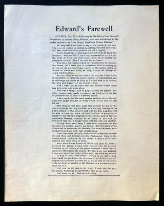 GB 1936 Ed.  VIII Special Edwards ' s Farewell Abdication Folder NP290 3
