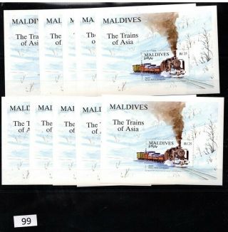 ,  10x Maldives - Mnh - Trains,  Locomotive,  Japan -