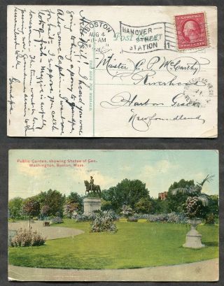 1546 - Riverhead Hr Grace Newfoundland 1911 Split Ring On Boston Usa Postcard