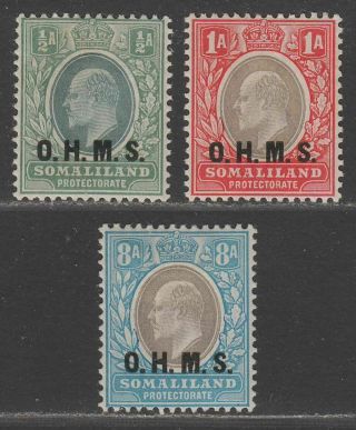 British Somaliland 1904 Keviii Official Service Overprint ½a 1a 8a Cat £77