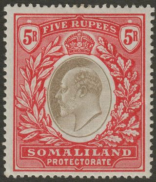 Somaliland Protectorate 1904 Kevii 5r Grey - Black And Red Sg44 Cat £70