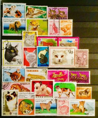 Cats Felines Tigers Animals Pets Stamps Thematic Educational 03210719