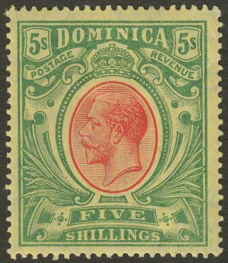 Dominica 1914 King George V 5sh Red And Green On Yellow Sg54 Cat £60