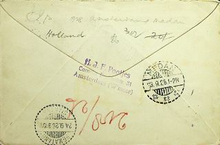 NEDERLAND 1928 RARE REGD AIRMAIL LUCHTPOST COVER TO SUMATRA NED INDIES - N44411 2