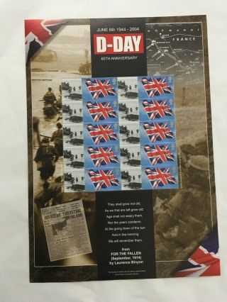 D - Day 2004 60th Anniversary Smilers Stamp Sheet Ex