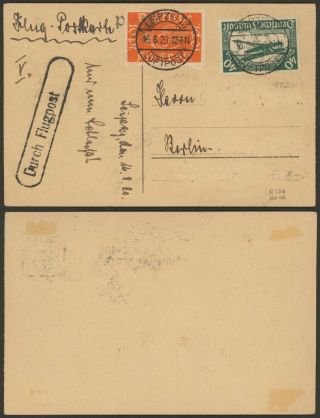 Germany 1920 - Air Mail Postcard Leipzig To Berlin 34829/5
