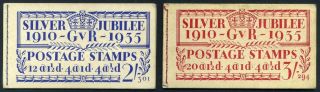 1935 Kgv Silver Jubilee 2/ - And 3/ - Complete Booklets Sg Bb16 And Bb28