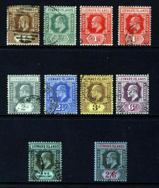 Leeward Islands Ke Vii 1907 - 11 Colours Part Set Sg 36 To Sg 44 Vfu