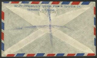 CYPRUS TO GREAT BRITAIN LIMASSOL Cancel on Air Mail Registered Cover 1950 VF 2