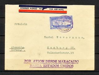 Venezuela 0214 Air Mail Cover 1937 Maracaibo To Germany Hamburg
