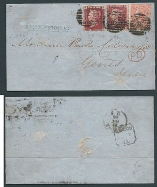 6d Rate Wrapper To Italy With 1d Red Plate 71 & 72 & 4d Plate 8 With Good Pmk