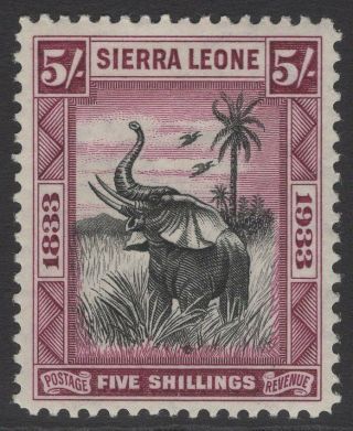 Sierra Leone Sg178 1933 5/= Black & Purple Mtd Thin Spot