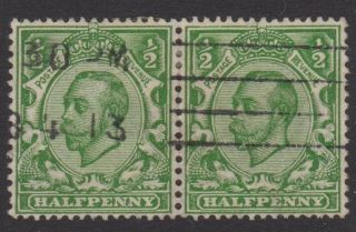 Gb George V 1/2d Multiple Cypher 1912 Pair No Cross On Crown Variety Sg346a