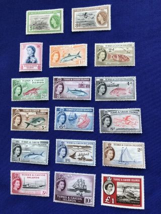 Turks & Caicos Stamps (17),  1955 - 57,  Mnh,  Cat Val:$116.  65 Us,  Pr:$37 Us (9046)