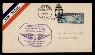 Dr Who 1928 Austin Tx First Flight Air Mail C119746