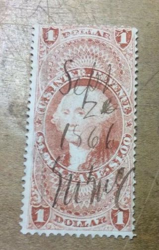 Us 1$ Lease Revenue Stamp,  Scott R70c,  Year 1862,  Cv $4.  00