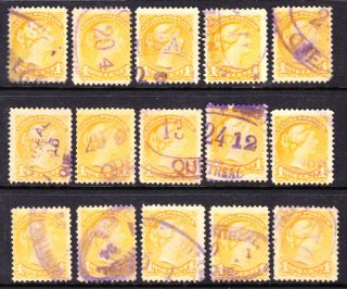 Canada 35 1c Yellow,  1890 Sq Lot/15,  Lacelle - 190 Parcel Post Cancels