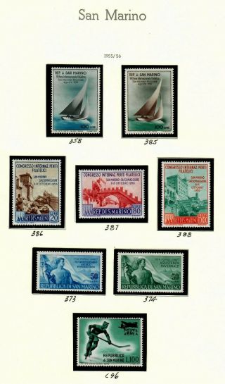 Stamps - San Marino - Sc 358,  373,  374,  385 - 388 Plus C96 (8) - Mlh - Lot M - 3