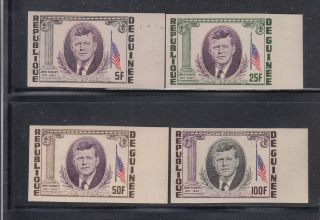 Guinea 1964 J F Kennedy Sc 325 - 27,  C56 Imperf Never Hinged