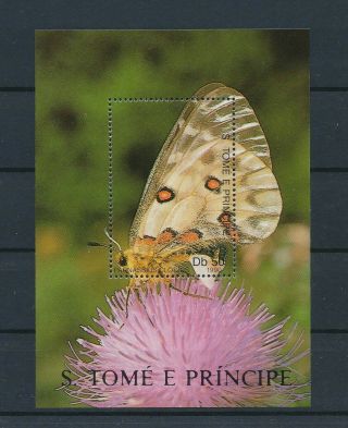 Lk63964 Sao Tome E Principe Insects Bugs Flowers Butterflies Sheet Mnh