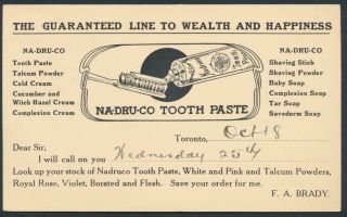 1911 P23 1c Red Edward VII PC,  National Drug Toothpaste Advertising,  Port Hope 2
