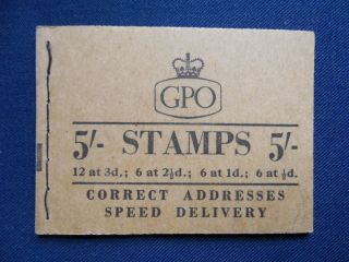 H36 November1958 Complete 5/ - Wilding Gb Stamp Booklet Scarce Edward Watermarks