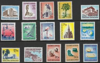 South West Africa: 1961 Definitive Set 1/2c - 1r Sg171 - 85 Mnh
