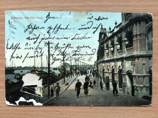 China Old Postcard Chinese Street Canton Bund Shanghai To Tsingtau 1914