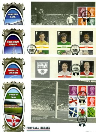 2013 Football Heroes Prestige Booklet Great Britain Benham Blcs Fdc X4 Vgc