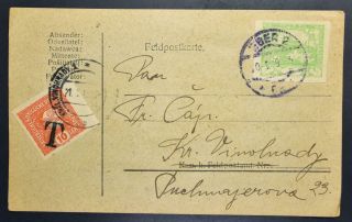 Czechoslovakia Austria 1919 Unusual Tax/porto Card Eger/cheb To.  Look,  Csr,  Cssr