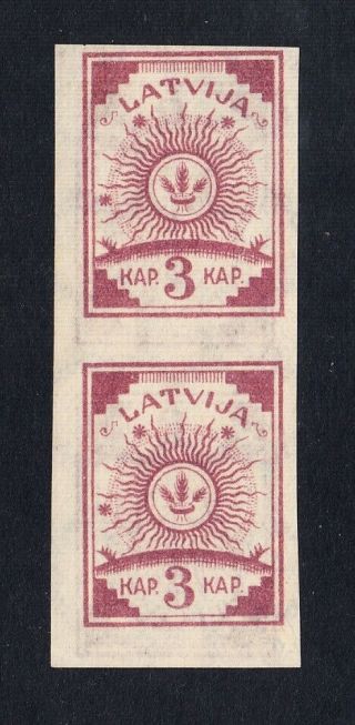 Latvia Lettland Scott 25,  Michel 15,  Pair,  Printed On Both Sides,  Without Gum