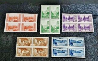Nystamps Us Stamp 756 - 761 H $20 Block With Vertical Line Between